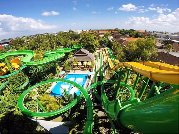 waterparc in Bali view from the top of the slides
