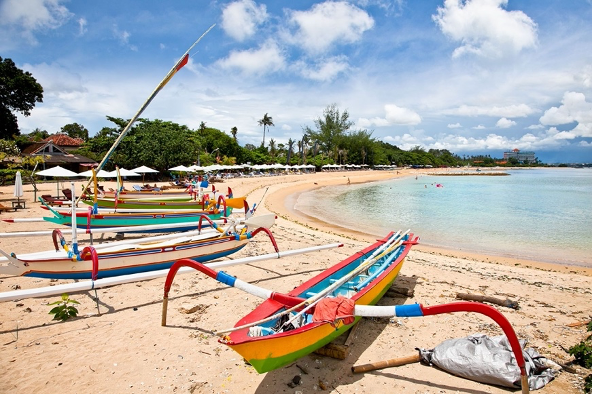View of Sanur Beach in Bali, Indonesia