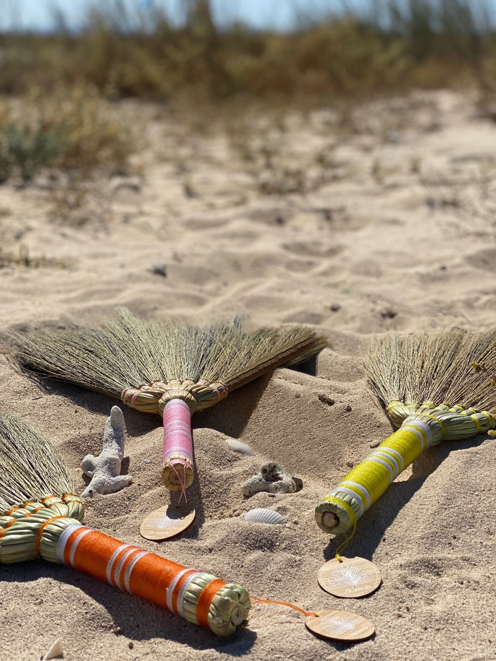 Beach brooms to clean up the sand