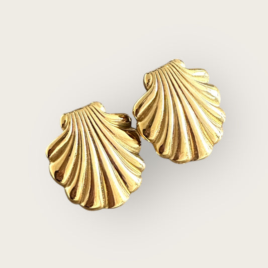 Classic Gold Shell Stud Summer Earrings - My Summer fan