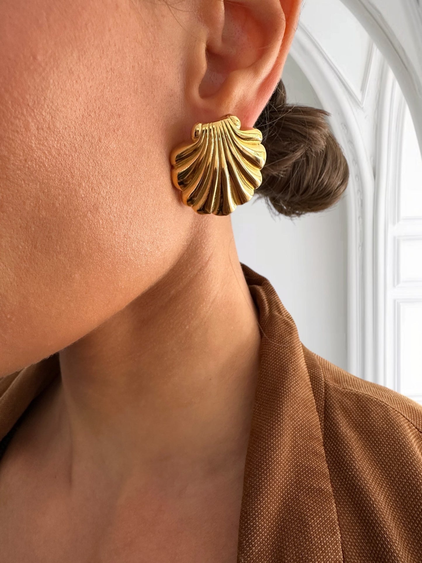 Classic Gold Shell Stud Summer Earrings - My Summer fan