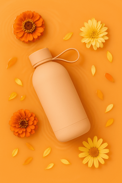 Gourde isotherme 500ml beige pastel avec fleurs sur fond orange – My Summer Fan

Beige insulated water bottle 500ml with orange flowers and orange background – My Summer Fan