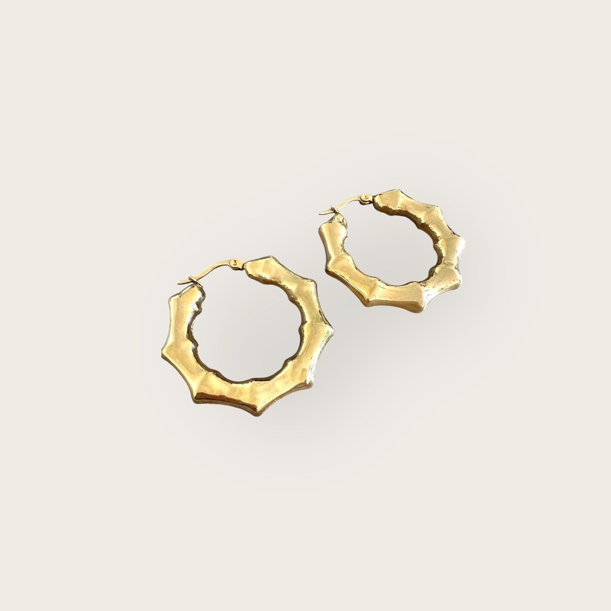 Stylish Gold - Plated Bamboo Hoop Earrings - My Summer fan