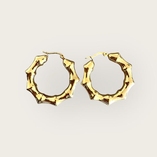 Stylish Gold - Plated Bamboo Hoop Earrings - My Summer fan